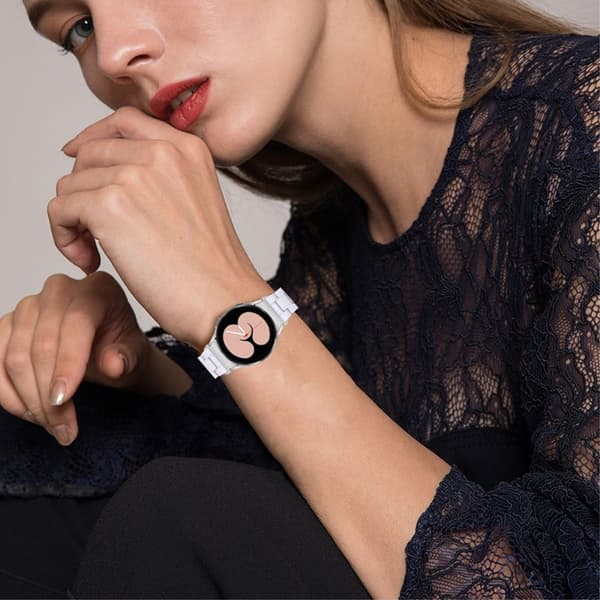 Stilfuld urrem i resin-stil til Samsung Galaxy Watch 4 - Hvid White