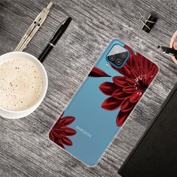 Deco Samsung Galaxy A12 5G kotelot - Punainen Kukka Red