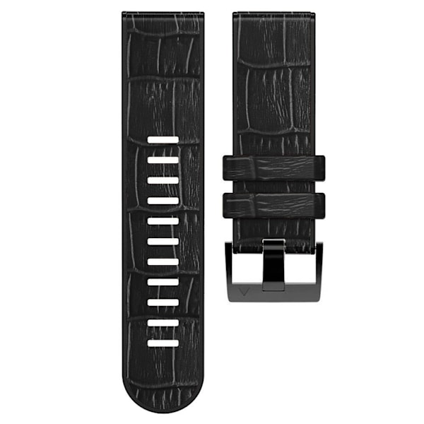 22 mm urrem i læder med krokodillestruktur til Garmin-ur - Sort Black