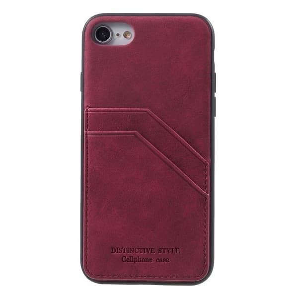 iPhone 7 / 8 læderetui i retrostil - Vinrød Red