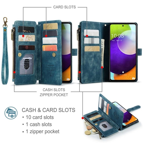 Rymligt Samsung Galaxy A52s 5G / Samsung Galaxy A52 / Samsung Galaxy A52 5G fodral med plånbok - Blå Blå