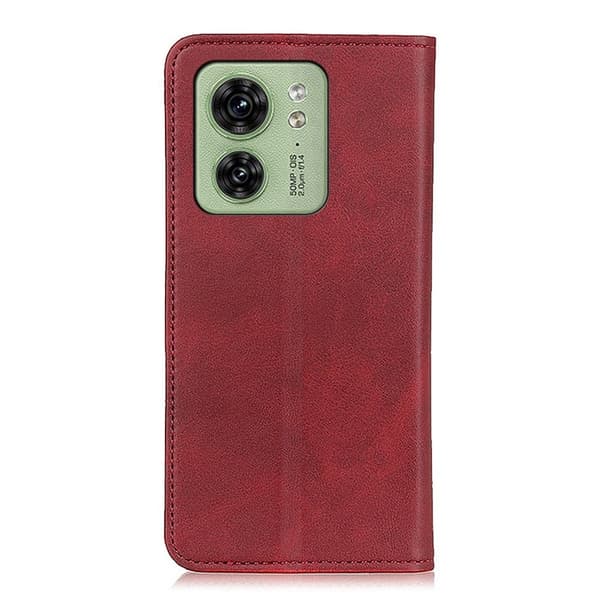 Motorola Edge 40 lompakkokotelo, aitoa nahkaa - Punainen Red