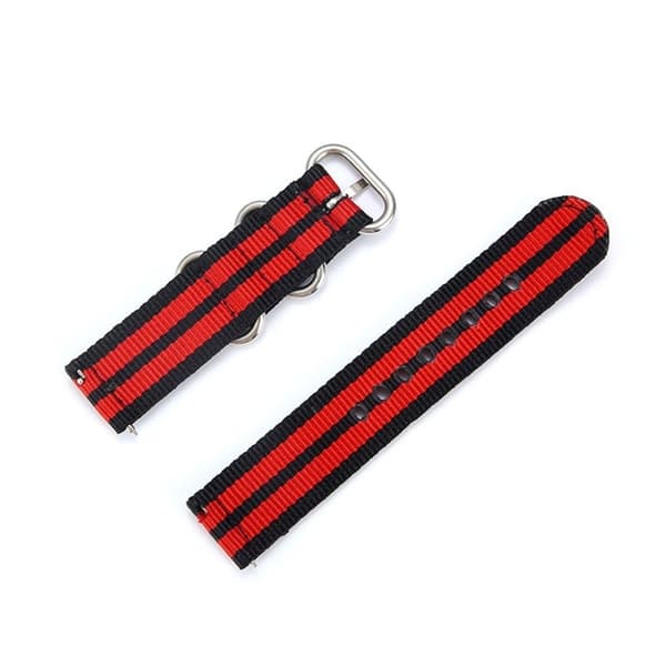 Urrem i nylon til TicWatch C2-ur - Sort / Rød / Sort / Rød / Sort Red
