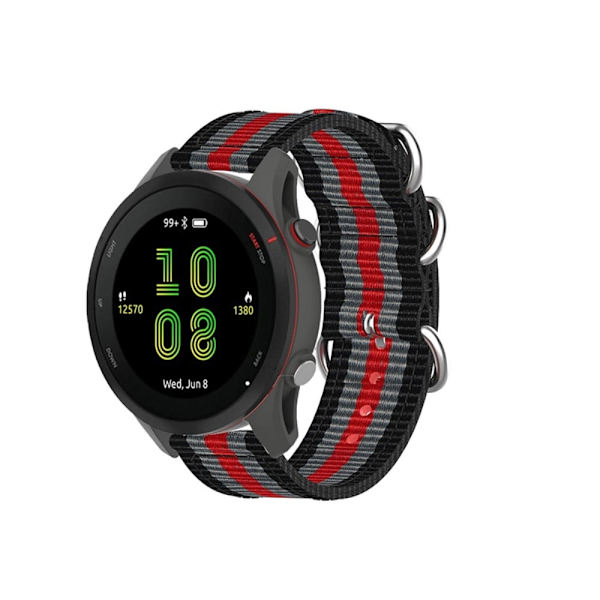 Garmin Forerunner 255 nylonkellon hihna - Musta / Harmaa / Punainen / Musta / Harmaa Black