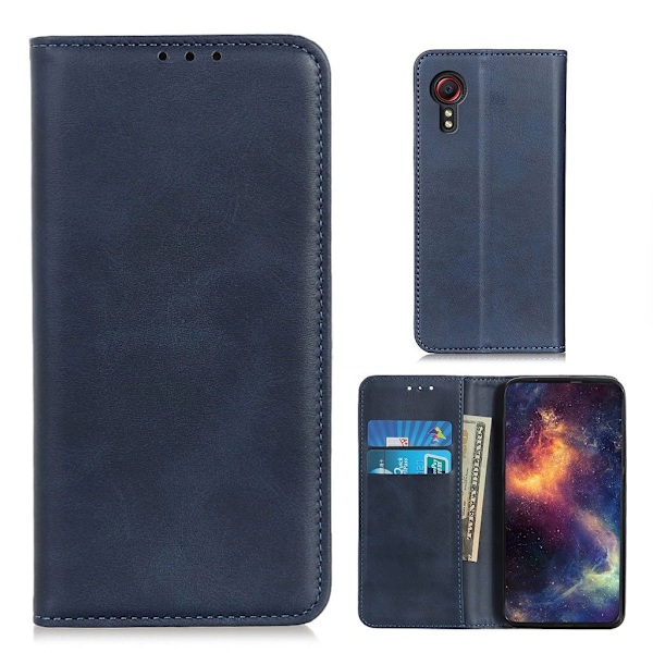 Wallet-style ægte Læder Flipcase til Samsung Galaxy Xcover 5 - Blå Blue