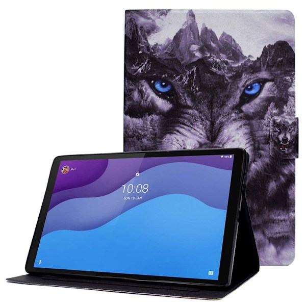Lenovo Tab M10 (Gen 3) läderfodral med coolt mönster - Varg Lila