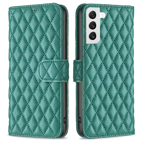 Rhombus mat Samsung Galaxy S22 flip etui - Grøn Green