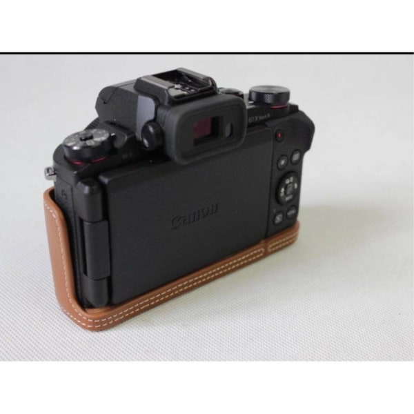Canon G1 X Mark III kameraskydd för underdel äkta läder - Brun Brun