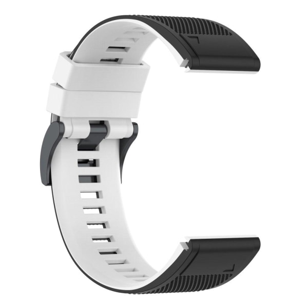 26 mm tofarvet tekstureret silikoneurrem til Garmin-ur - Sort / Hvid White