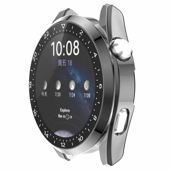 Huawei Watch 3 Pro galvaniseringscover med hærdet glas - Grå Silver grey