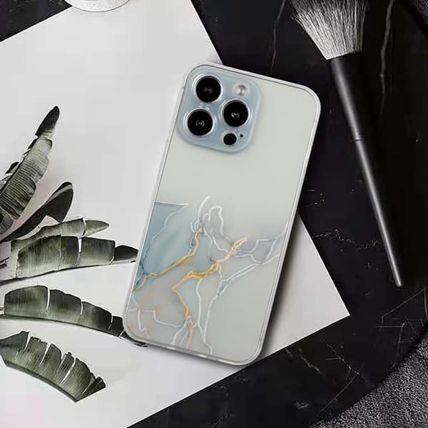 Marble design iPhone 15 Pro cover - Grå Silver grey