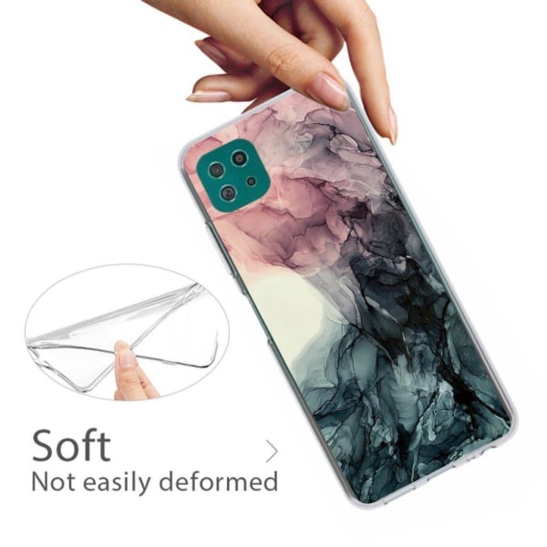 Marble Samsung Galaxy A22 5G Suojakotelo - Pale Pink And Vihreä Marble Multicolor