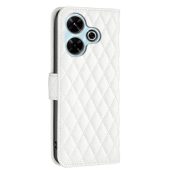 Rombemønster, matt flip-deksel for Xiaomi Redmi 13 / Xiaomi Poco M6 - Hvit White