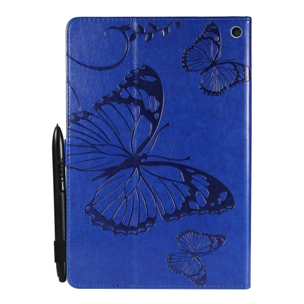 Amazon Fire HD (2021) butterfly pattern leather case - Blue Blå