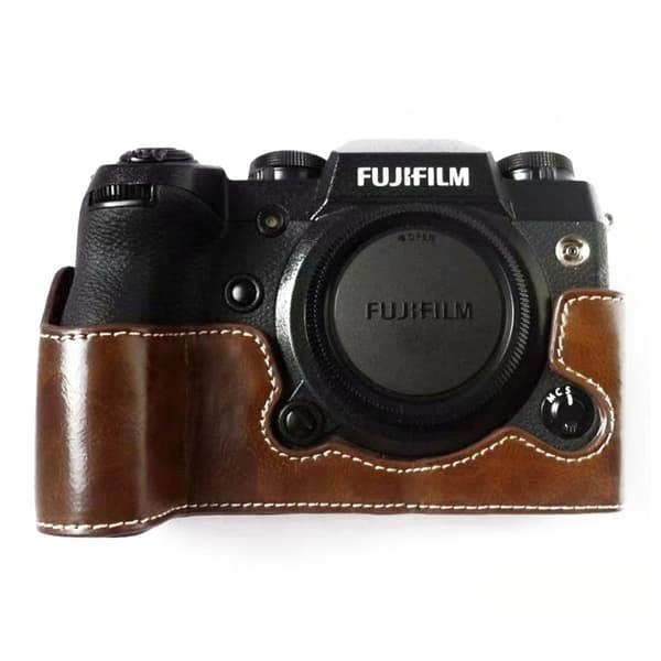 Fujifilm X-H1k kameraskydd syntetläder - Kaffe Brun