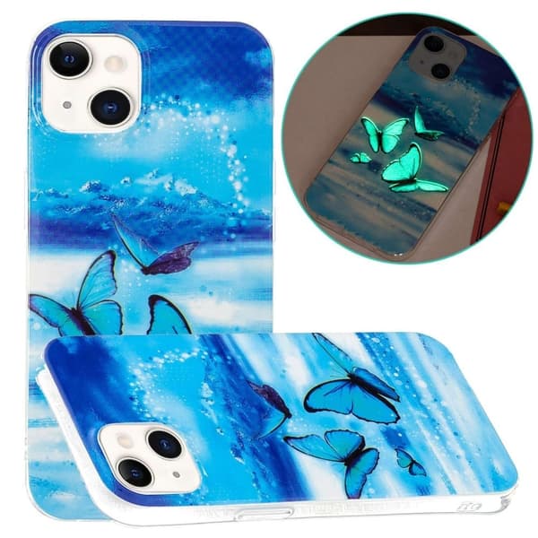Deco iPhone 14 Etui - To Sommerfugler Blue