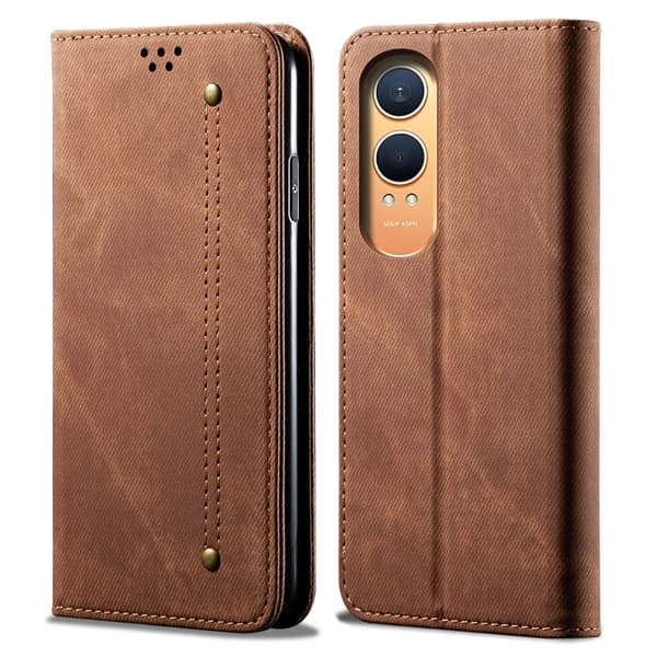 Jeans OnePlus Nord CE4 Lite / Oppo K12x flip etui - Kaffe Brown