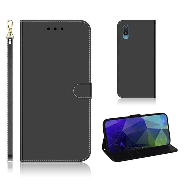 Mirror Samsung Galaxy M02 / Samsung Galaxy A02 flip case - Musta Black