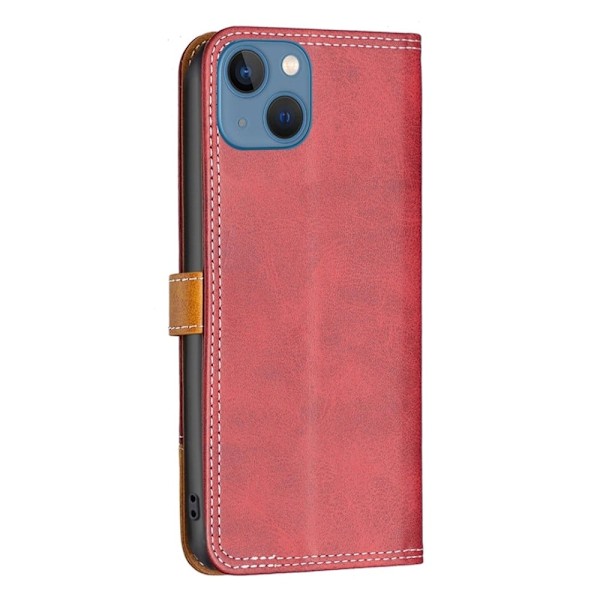 BINFEN kaksivärinen nahkakotelo iPhone 13 Mini - Punainen Red