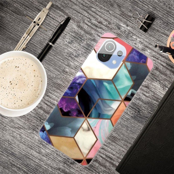 Marble Xiaomi Mi 11 Lite 5G / 11 Lite Suojakotelo - Värikäs Cube Tile Multicolor