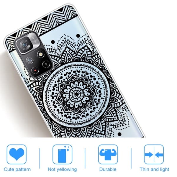 Deco Xiaomi Redmi Note 11T 5G / Xiaomi Redmi Note 11S 5G skal - Mandala Blomma Svart