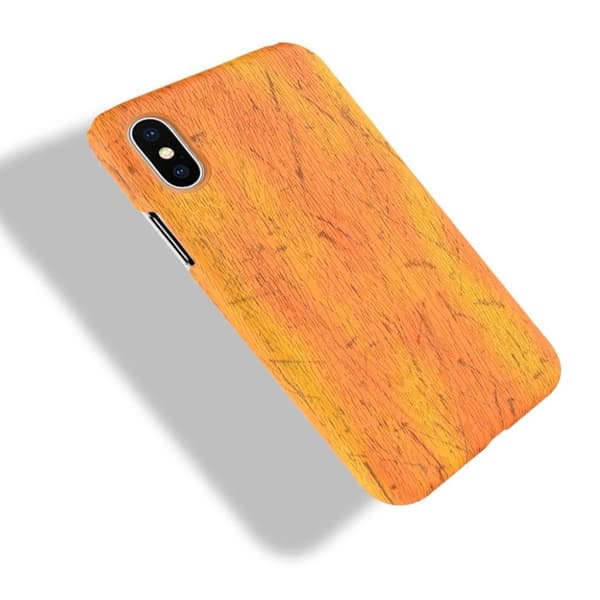 iPhone XR mobilskal plast syntetläder trätextur - Gul Gul
