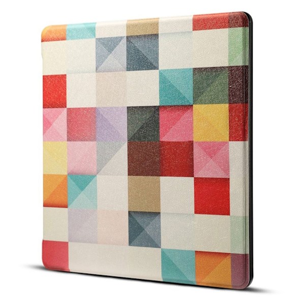 Amazon Kindle Oasis (2019) tyylikäs kuvio nahkainen flip case - Värikäs Geometrinen Kaavio Multicolor