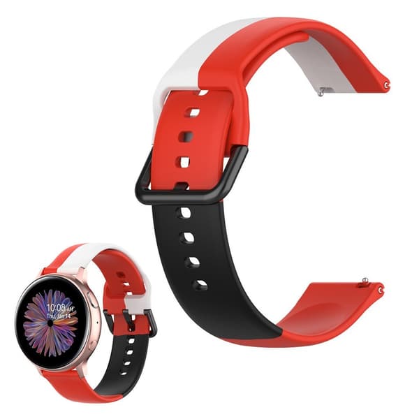 Universal trippelfarget silikonarmbånd - Rød / Hvit / Svart Multicolor
