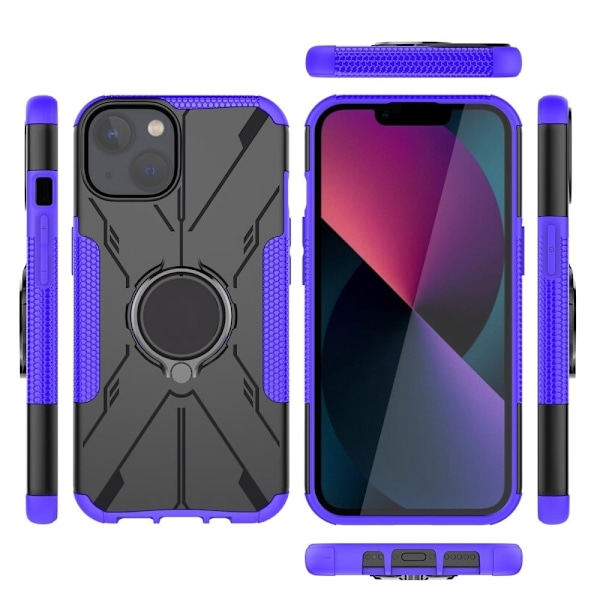 iPhone 13 6,1 tommer Bumpresistent and Flexible Phone Drop-proof Cover Anti-scratch Back Case with Ring Kickstand - Lilla Purple