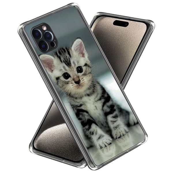 Deco iPhone 16 Pro deksel - Søt Katt Silver grey