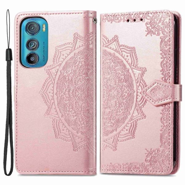 Mandala Motorola Edge 30 Flip Etui - Rødguld Pink