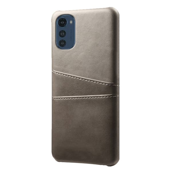 Motorola Moto E32 skal med korthållare - Silver/Grå Silvergrå
