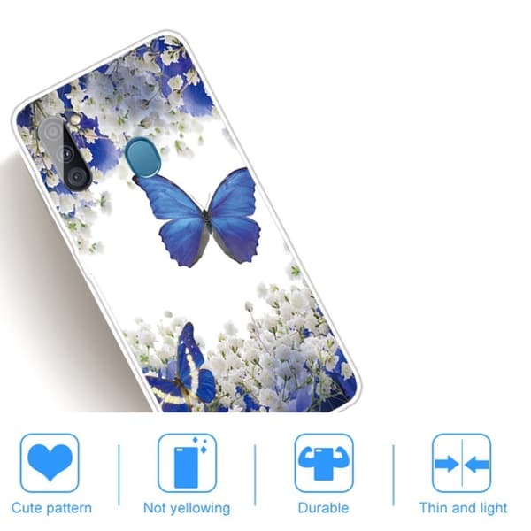 Butterfly läder Samsung Galaxy A11 fodral - Blå Blå