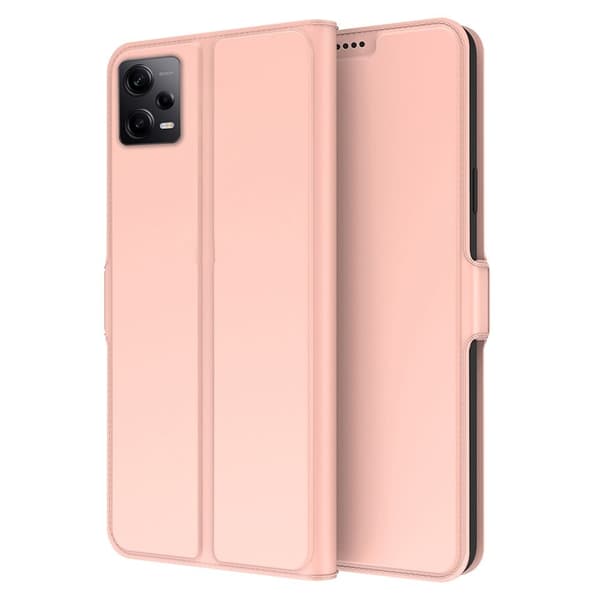 Glatt og tynt premium PU-skinnetui for Xiaomi Redmi Note 12 Pro Plus - Rose Gull Pink