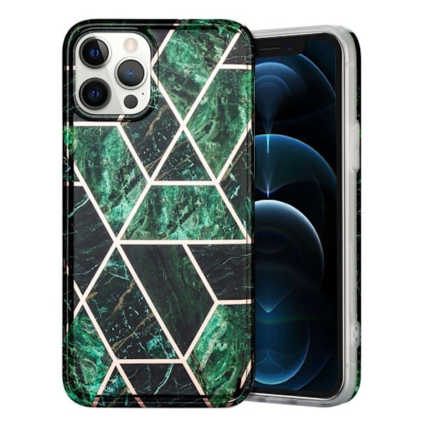 Marble design iPhone 12 Pro / iPhone 12 kotelot - Vihreä Green