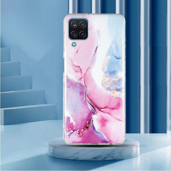 Marble Samsung Galaxy A12 5G Etui - Rosa / Blå Multicolor