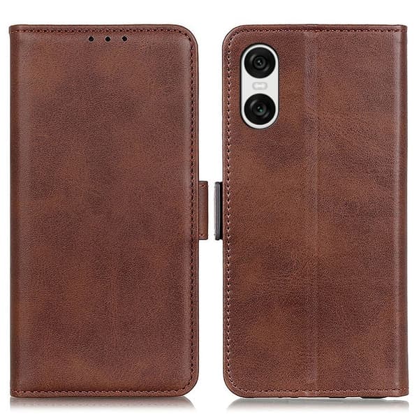 Hållbart konstläder Sony Xperia 10 VI fodral med plånbok - Brun Brun