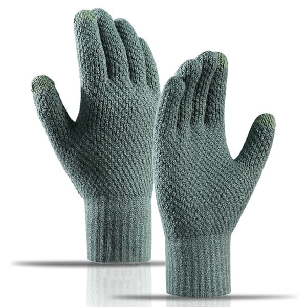 WinterTouch skridsikre strikkede varme handsker til mænd - Sortliggrøn Green
