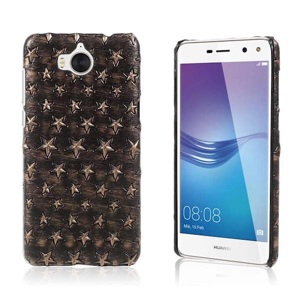 Läder-belagt Huawei Y6 2017 skal med korthållare Brun