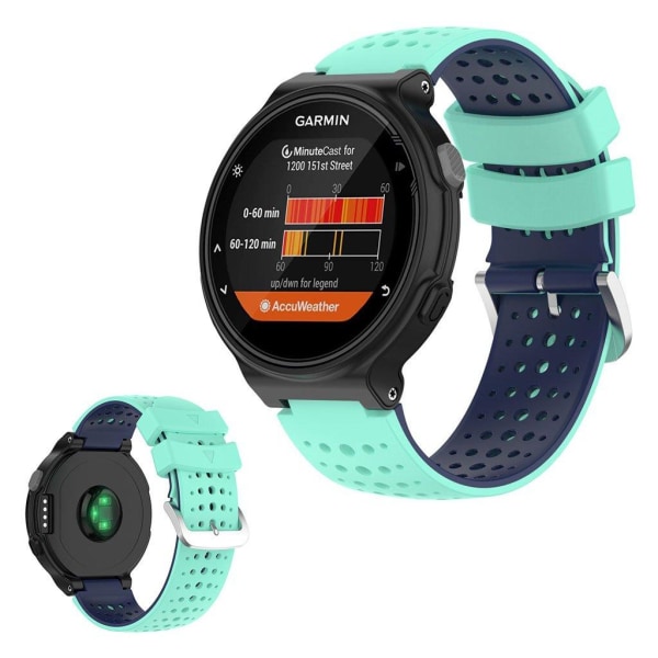 Two-tone silicone watch band for Garmin Forerunner devices - Cyan / Dark Blue Grön