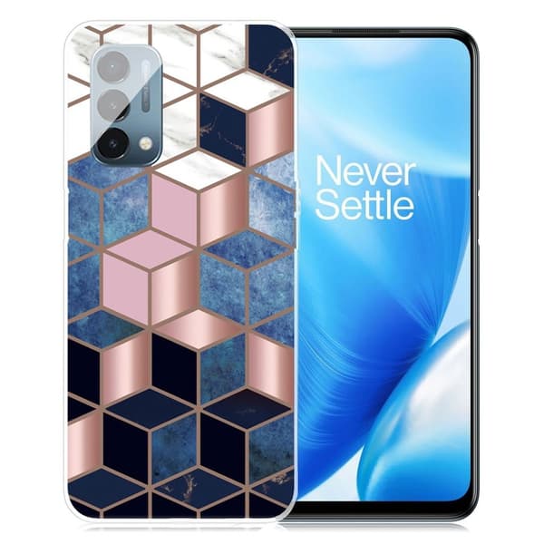 Marble design OnePlus Nord N200 5G cover - Blå/Guld Terning Multicolor