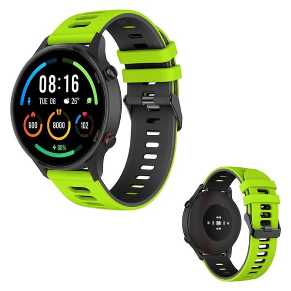 22mm Universal kaksivärinen kellohihna - Lime / Musta Green