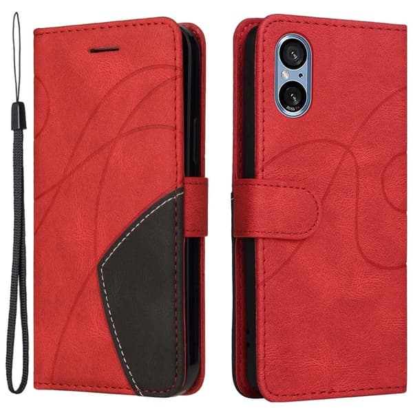 Tekstureret Sony Xperia 5 V læderetui med rem - Rød Red