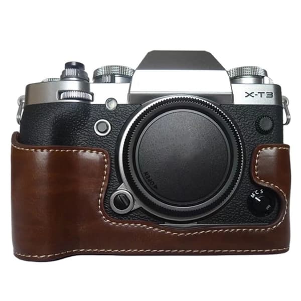 Fujifilm X-T3 halvdeksel i skinn - Kaffe Brown