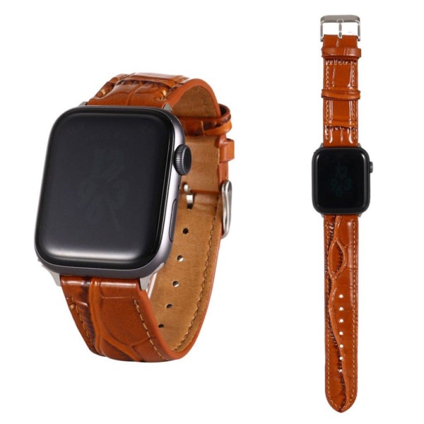 Apple Watch Series 5 / 4 40mm leather case with crocodile patter Brown