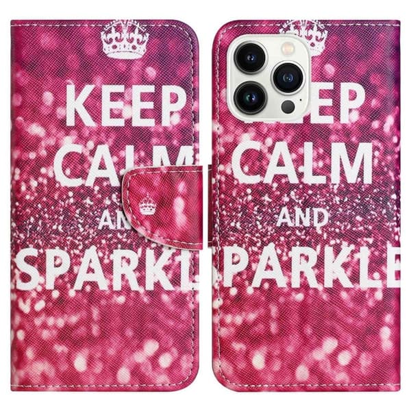 Wonderland iPhone 14 Pro flip etui - Bevar Roen Og Glitr Red