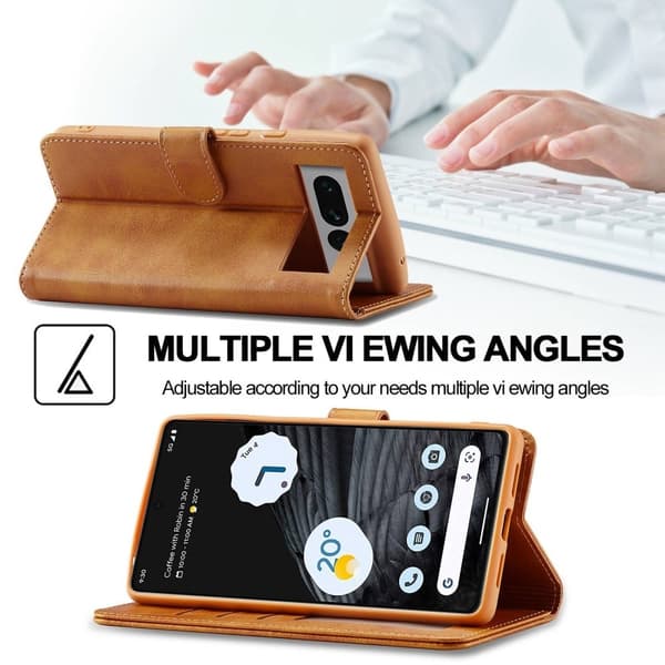 LC.IMEEKE Google Pixel 7 Pro Läppäkotelo - Vaalean Ruskea Brown