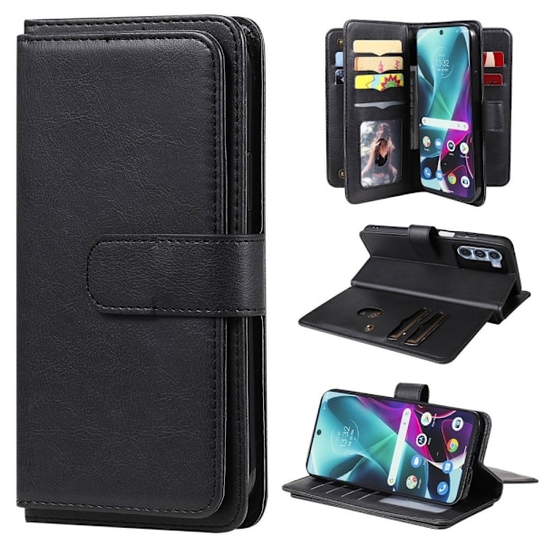 Motorola Moto G200 5G / Motorola Edge S30 10-paikkainen lompakkokotelo - Musta Black