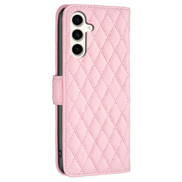 Rhombus mat Samsung Galaxy S24 FE flip etui - Lyserød Pink