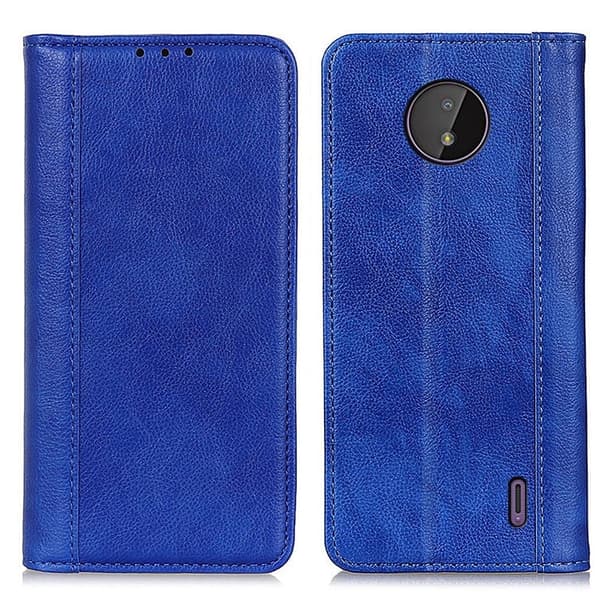 Ekte lærdeksel med magnetisk lukking for Nokia C10 / Nokia C20 - Blå Blue